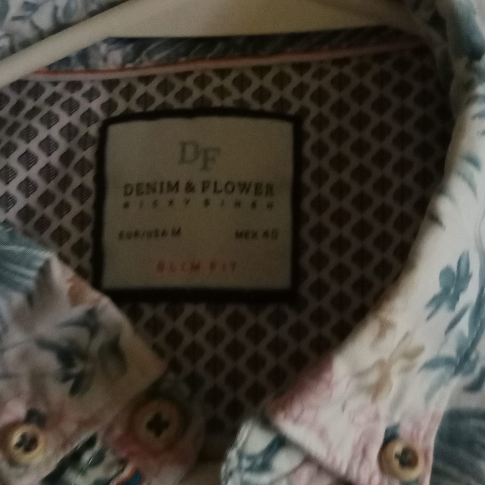 Denim and flower Ricky Singh slim fit button up